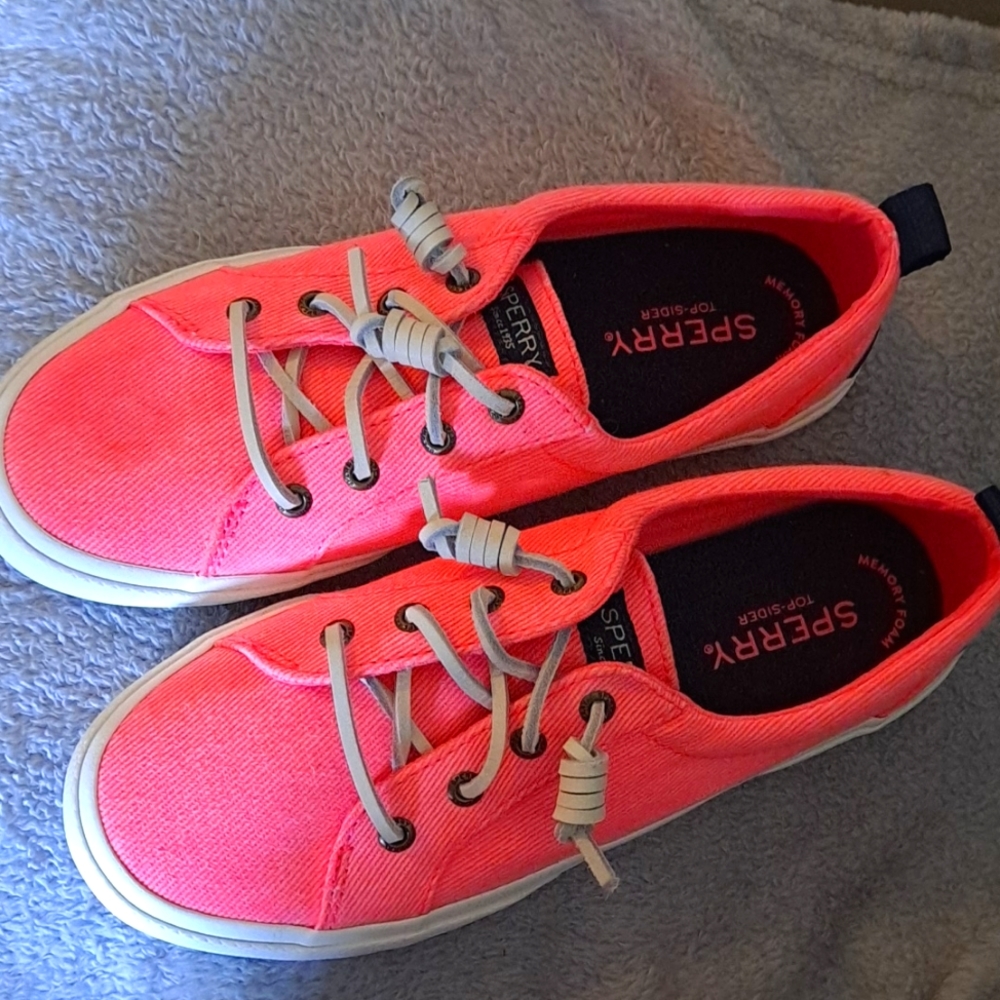 Hot Pink NWOT Sperry Top-Sider memory foam insoles leather laces size 6.5